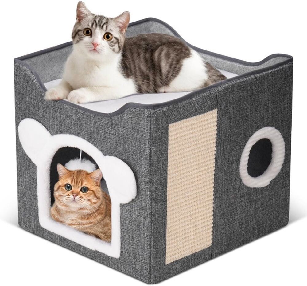 OWNPETS INDOOR CAT BED FOLDABLE W SCRATCH PAD AND REVERSIBLE CUSHION NEW